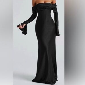 Chic Black Strapless Evening Dress